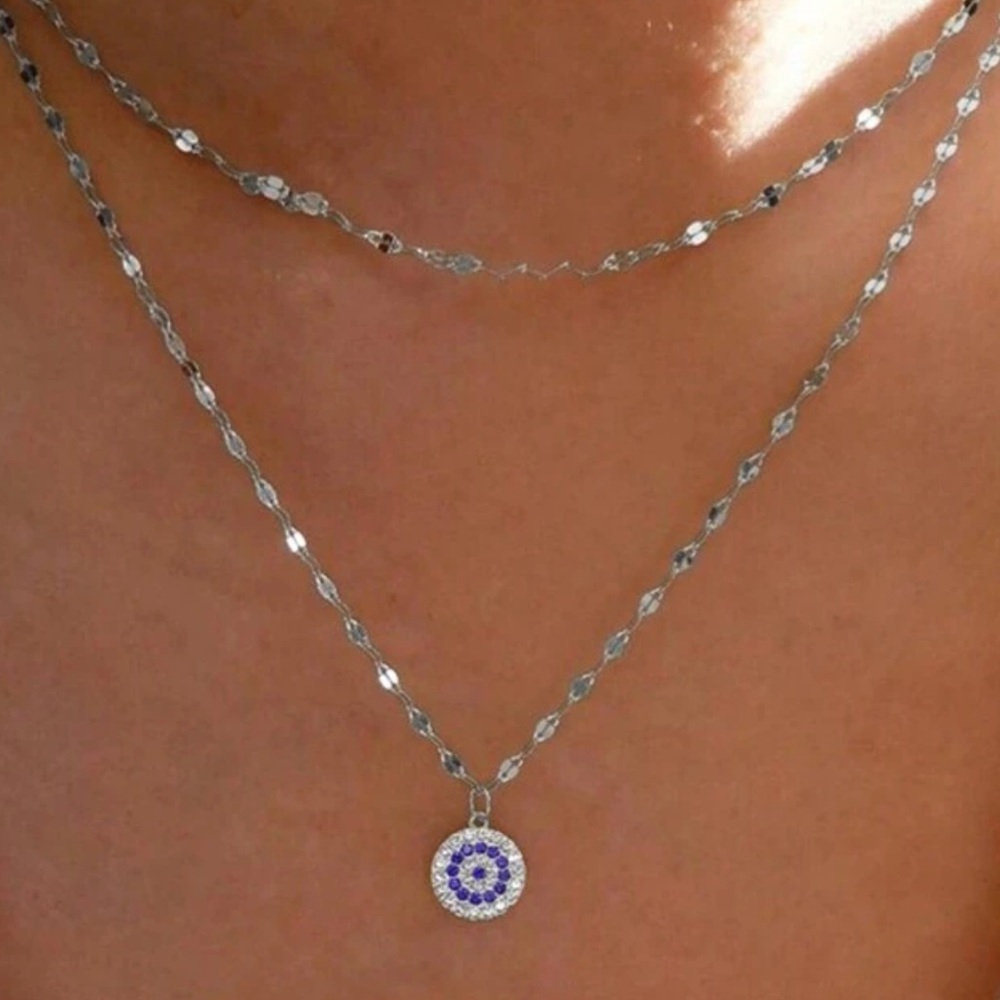 2/10 NEW! Rhinestone Evil Eye Necklace Hamsa Bohemian Dainty Cute Simple Pendant